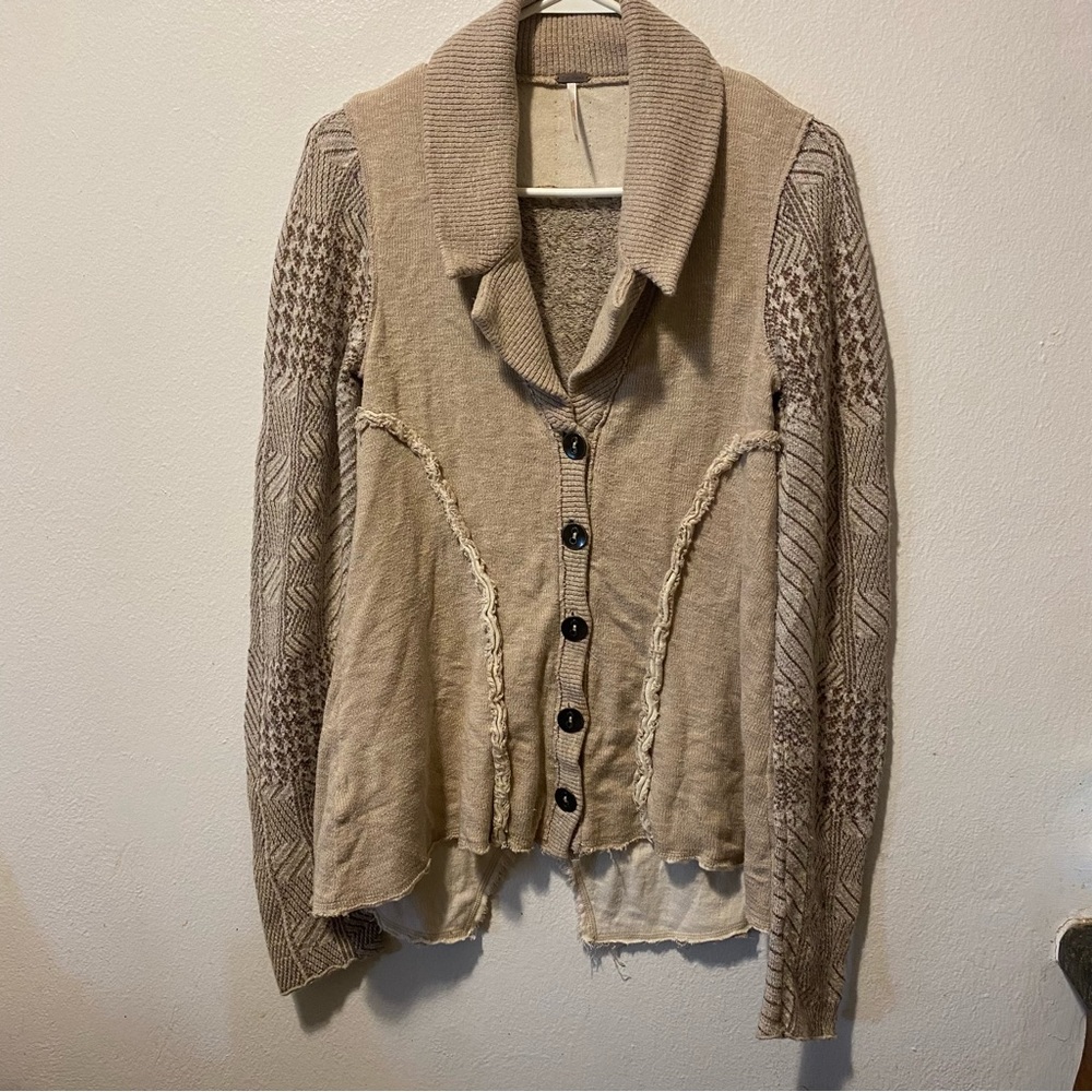 Free People Cream Knit Open-Front Cardigan Womans Size XS